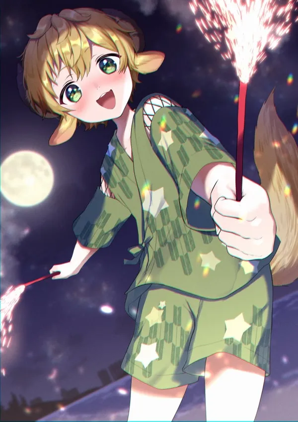 かぜぱな先生の浴衣ファンアート。画像にタップするとPixivへリダイレクト。