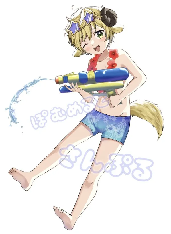 かぜぱな先生マリカ大会の景品であった水着めると。画像にタップするとPixivへリダイレクト。