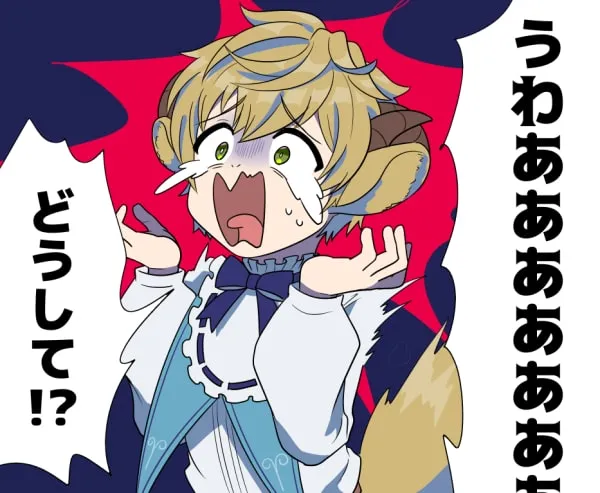 すこたにイラストその３。ホラーゲームで叫ぶめるとくん